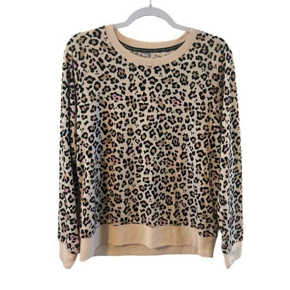 MUK LUKS Pink Cheetah Loungewear Shirt SOFT Womens M NWOT - Picture 2 of 5